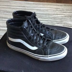 Vans Sk8 Hi - Faux Leather Black, Mens 9.5
